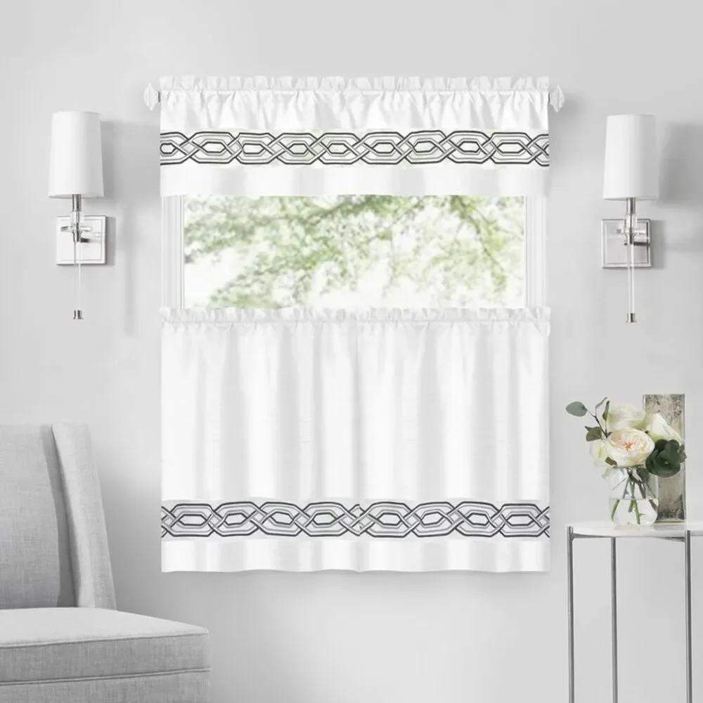 PowerSellerUSA Sleek & Clean Minimalist Two-Tone Kitchen Window Curtain Valance
